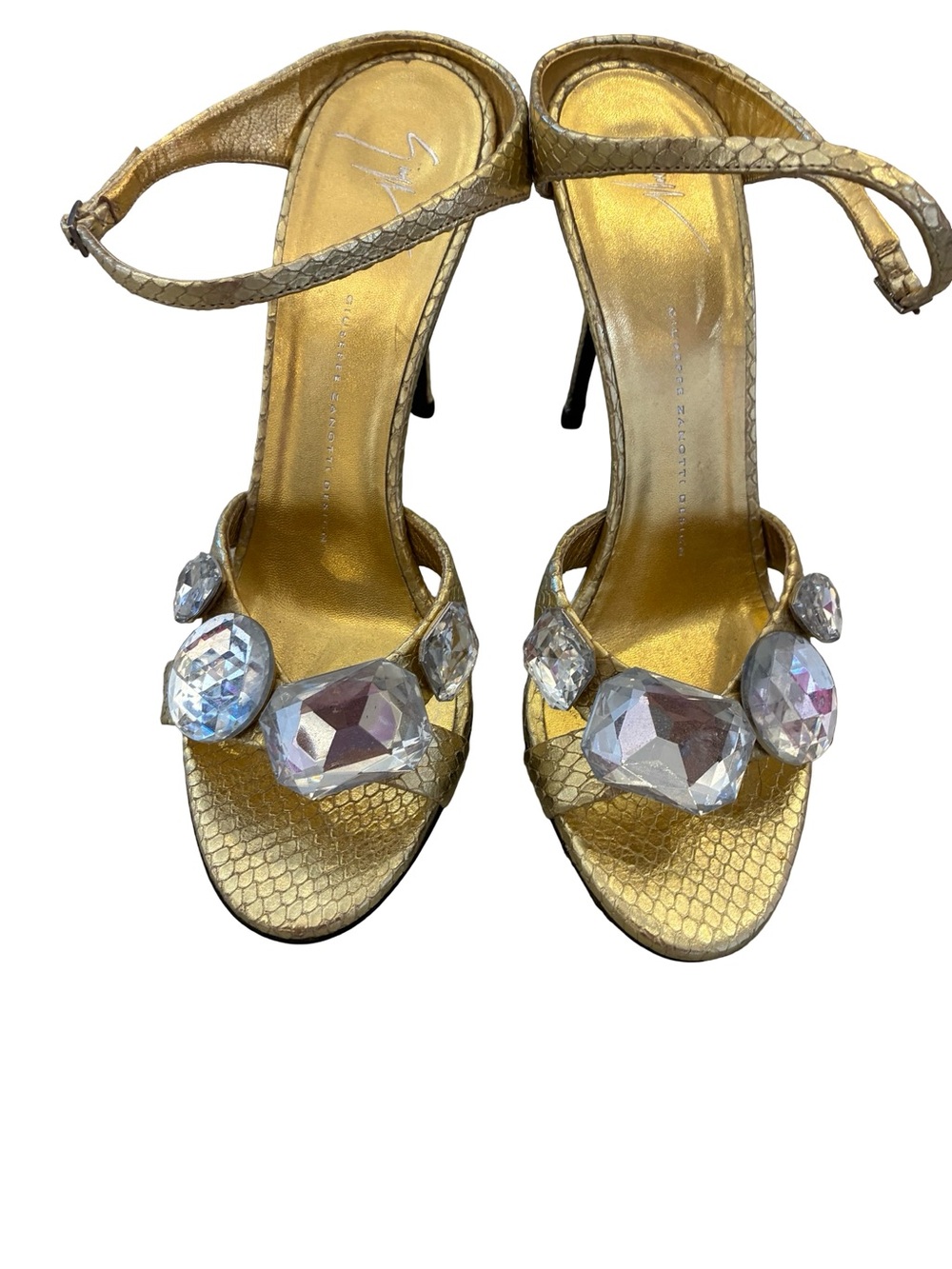 Giuseppe Zanotti  Jeweled High Heel Sandals with Ankle Strap sz38.5
